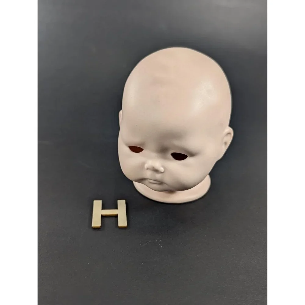 Vintage Creepy Baby porcelain Doll head, open eyes, old doll parts - Picture 14 of 14